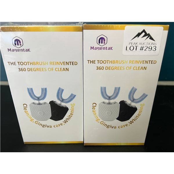 Lot of 2 Magentak Ultrasonic Automatic Toothbrushes w/ Teeth Whitening Lights