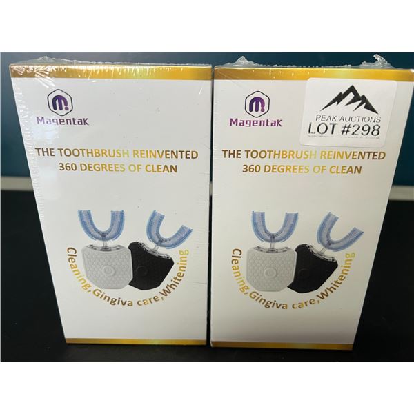 Lot of 2 Magentak Ultrasonic Automatic Toothbrushes w/ Teeth Whitening Lights