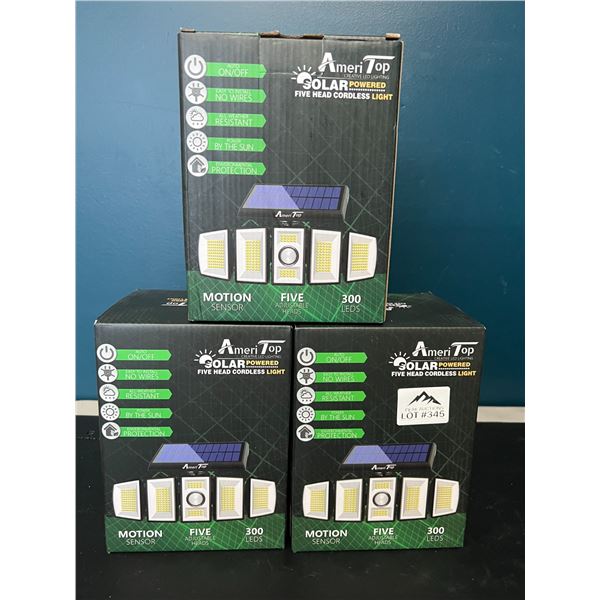 Lot of 3 LED Solar Powered Motion Sensor Lights
