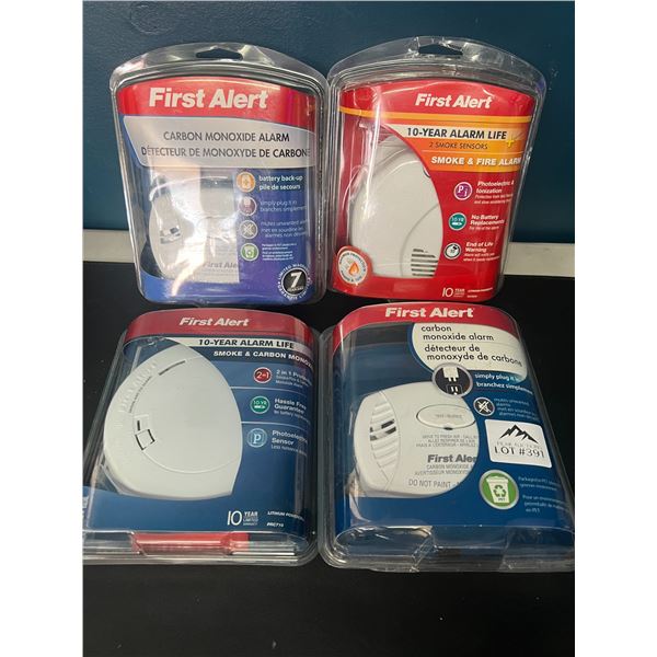 Lot of 4 Smoke & Carbon Monoxide Alarms/Detectors