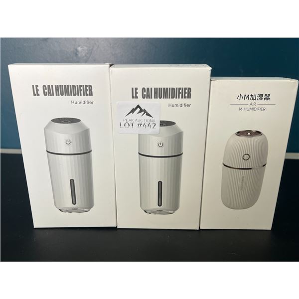 Lot of 3 Portable Desktop Air Humidifiers/Aroma Diffusers
