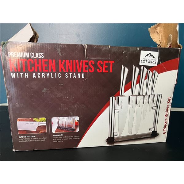 Lot of 1 Kitchen Knives Set w/ Acrylic Stand *Damaged Box*