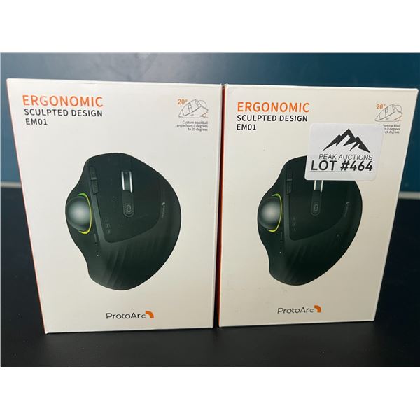 Lot of 2 ProtoArc EM01 RGB Advanced Wireless Trackball Mouse