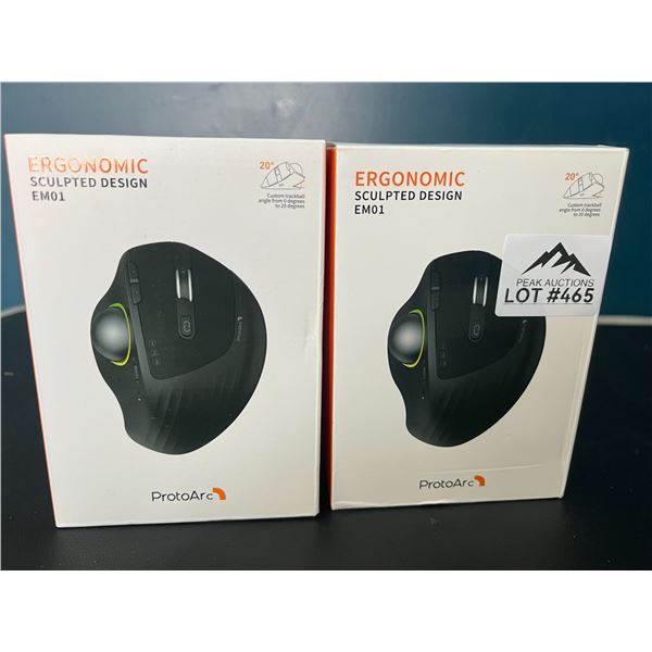 Lot of 2 ProtoArc EM01 RGB Advanced Wireless Trackball Mouse