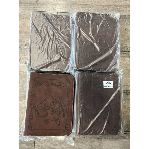 Lot of 4 Pokemon Leather 4-Pocket Card Premium Binders