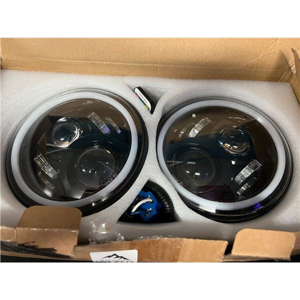 Lot of 2 Aftermarket LED Jeep Headlights