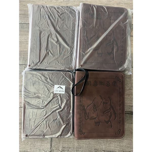 Lot of 4 Pokemon Leather 4-Pocket Card Premium Binders - Charizard Design