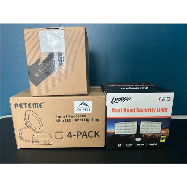 Lot of 3 Assorted LED Lights (Panel Light & Security Lights