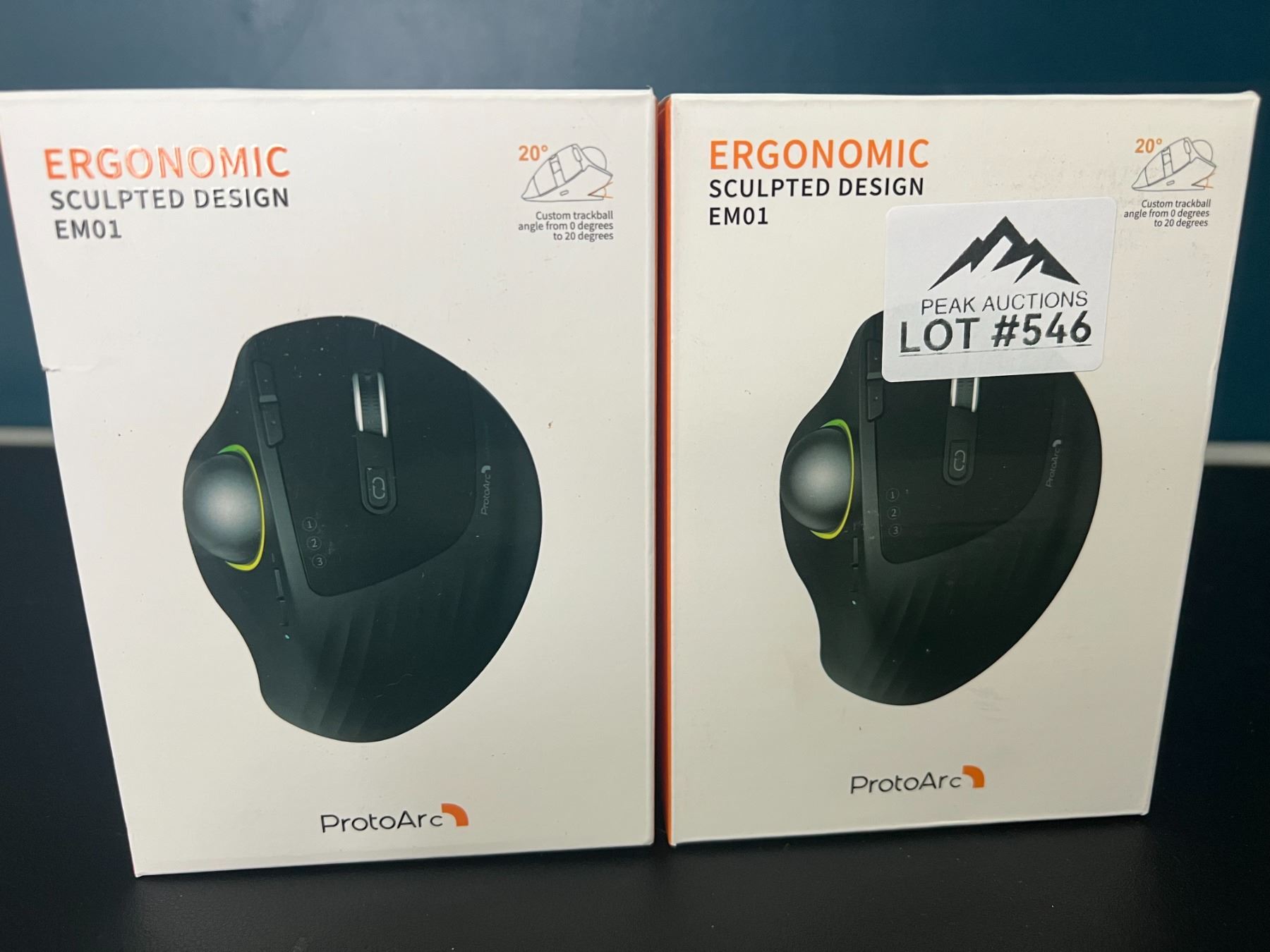Lot of 2 ProtoArc EM01 RGB Advanced Wireless Trackball Mouse