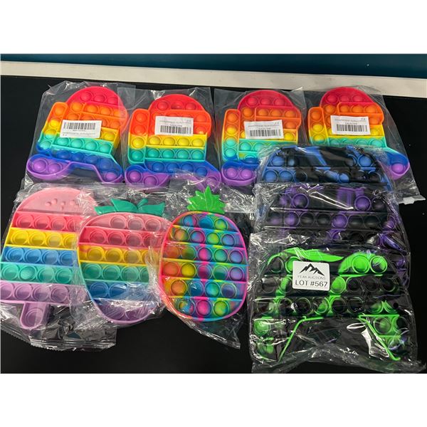 Lot of 10 Assorted Pop-It Fidget Toys for Kids