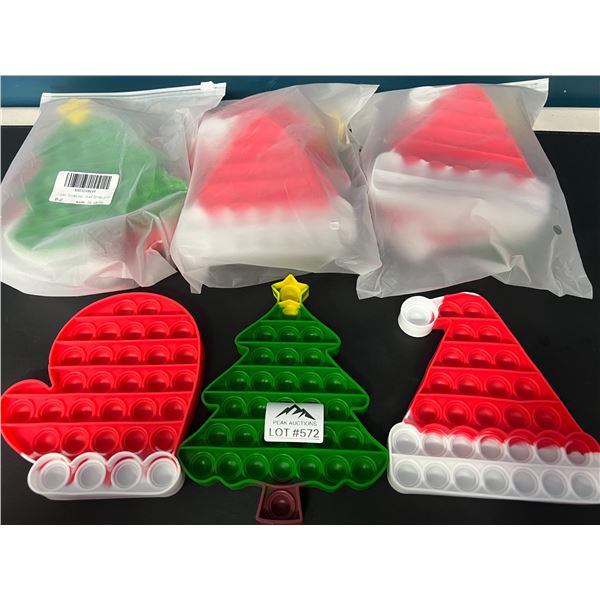 Lot of 12 Christmas Style Pop-It Fidget Toys for Kids