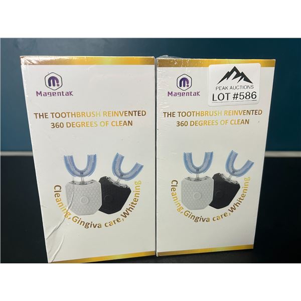 Lot of 2 Magentak Ultrasonic Automatic Toothbrushes w/ Teeth Whitening Lights