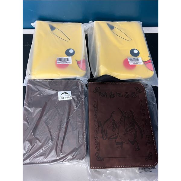 Lot of 4 Pokemon Leather 4-Pocket Card Premium Binders