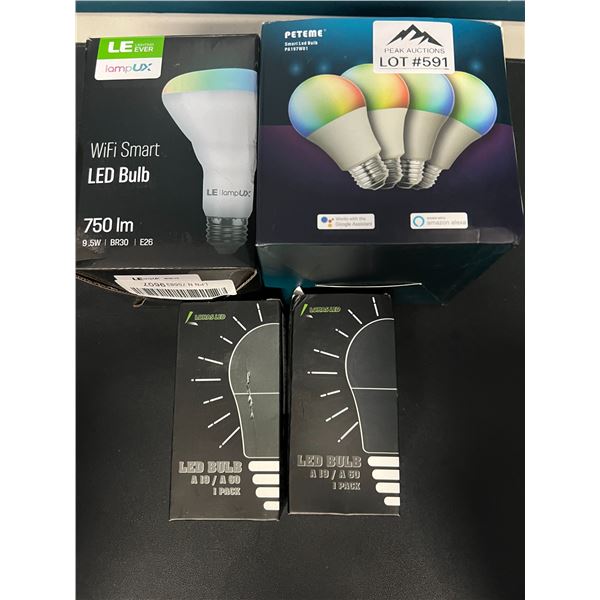 Lot of 4 Packs of Assorted WiFi Smart LED Bulbs