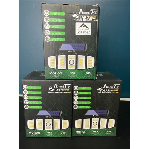 Lot of 3 LED Solar Powered Motion Sensor Lights