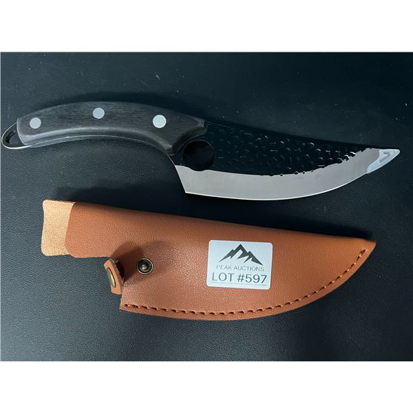 Lot of 1 Damascus Steel Hunting Knife w/ Sheath