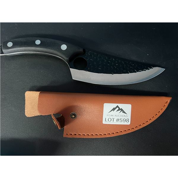 Lot of 1 Damascus Steel Hunting Knife w/ Sheath