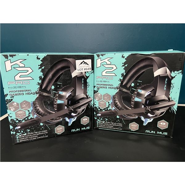 Lot of 2 K2 Pro Gaming Headsets for Xbox, PlayStation, & PC