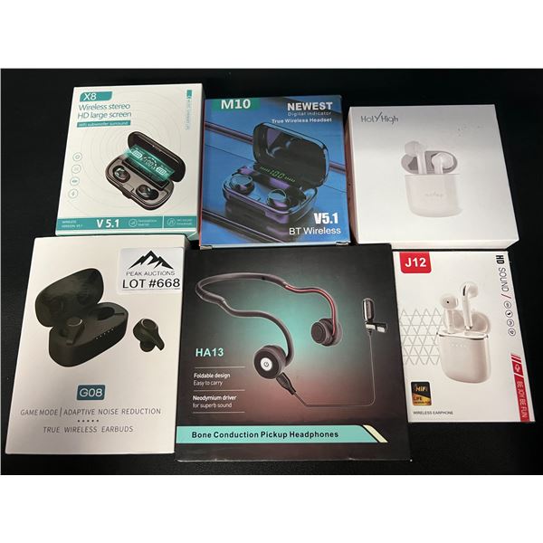 Lot of 6 True Wireless Earbuds (Assorted Brands)