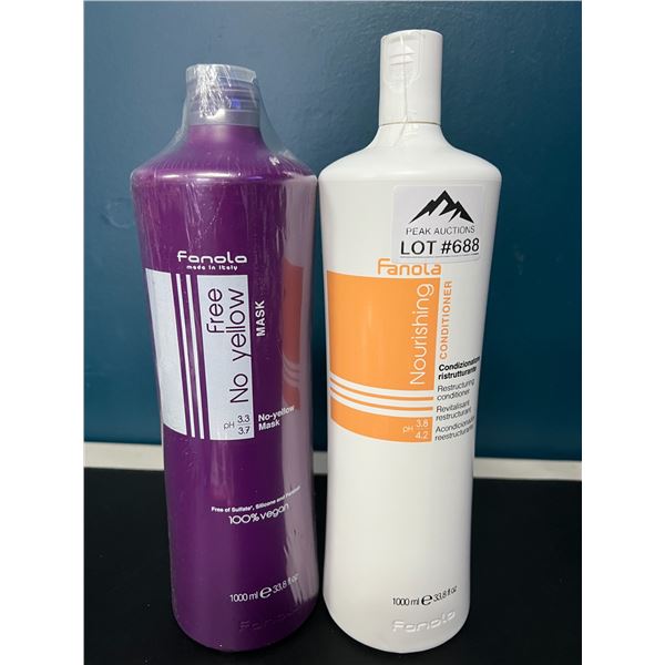 Lot of 2 Fanola Hair Products - No-Yellow Mask & Restructuring Conditioner (1L Large Bottles)