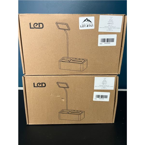 Lot of 2 LED Table Lamps w/ Phone Holders