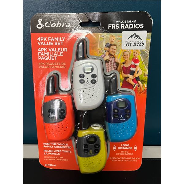 Lot of 1 Cobra 4Pack Walkie Talkie FRS Radios