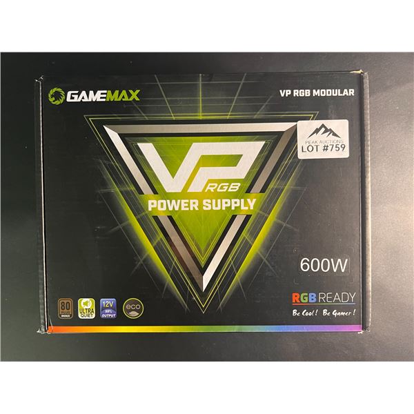 Lot of 1 GameMax VP Series 600 RGB Power Supply Unit for PC