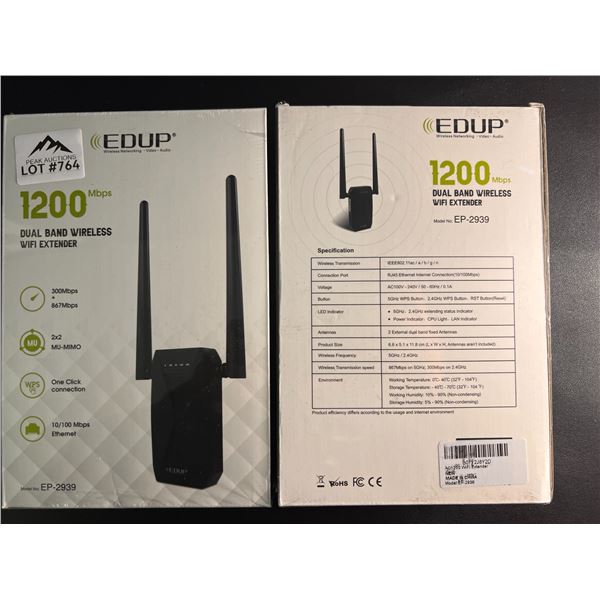 Lot of 2 Dual Band 1200 Mbps Wireless WiFi Extenders