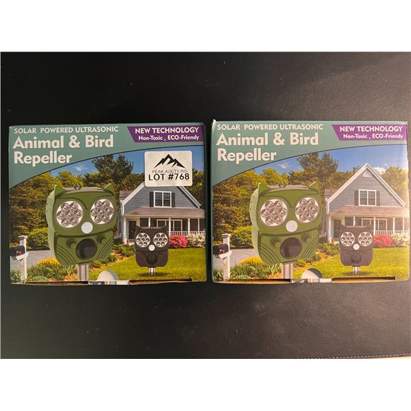 Lot of 2 Solar Powered Ultrasonic Animal & Bird Repellers