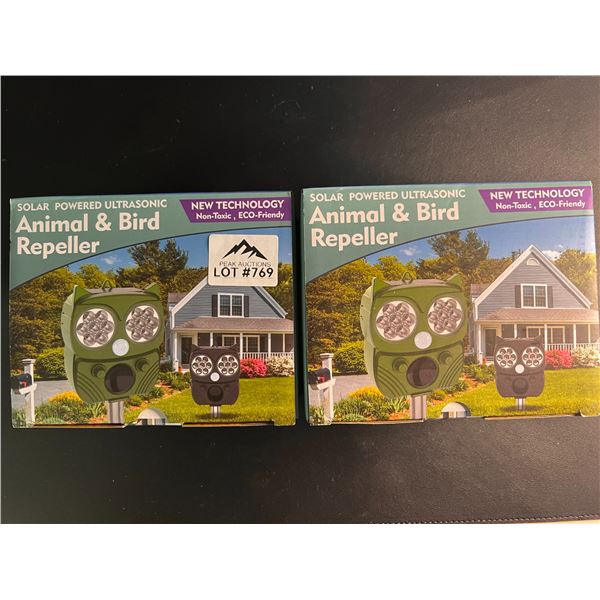 Lot of 2 Solar Powered Ultrasonic Animal & Bird Repellers