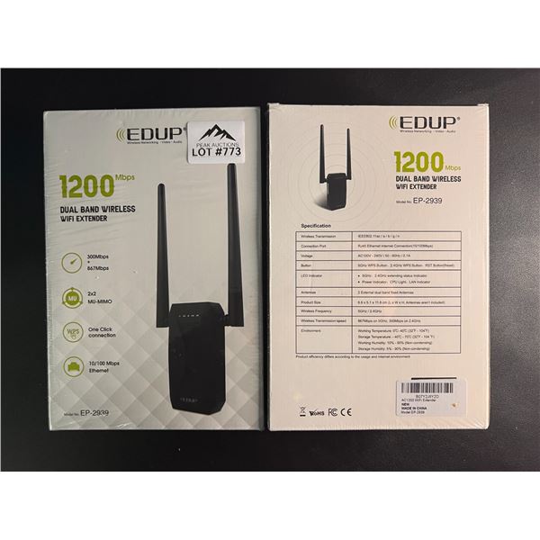 Lot of 2 Dual Band 1200 Mbps Wireless WiFi Extenders