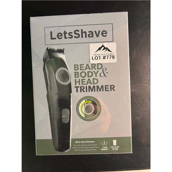 Lot of 1 LetsShave Rechargeable Beard, Body, & Head Trimmer All-In-One