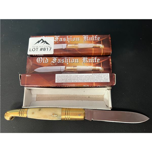 Lot of 3 Old Fashioned Bone Handle Knives - 4.5"