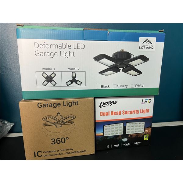 Lot of 3 LED Garage Lights/Security Lights