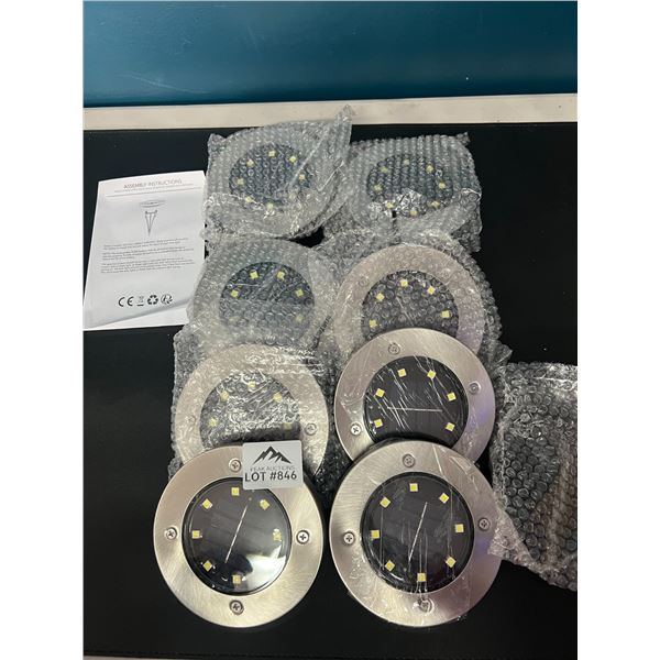 Lot of 8 Solar Ground Lights - Puck Style
