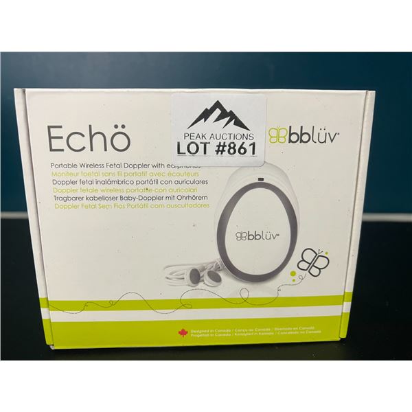 Lot of 1 Echo Portable Wireless Fetal Doppler w/ Earphones - Listen to Baby's Heartbeat!