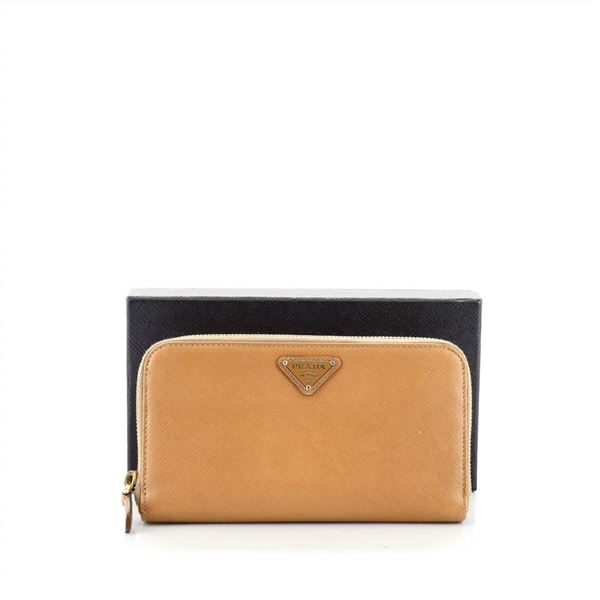 Prada Zip Around Wallet Saffiano Leather Long
