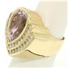 Image 6 : 14k Yellow Gold Bezel Pear Morganite & Diamond Channels 8.05 ctw Large Ring