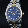 Image 1 : Rolex Mens 2 Tone Blue Diamond 36MM Oyster Perpetual Datejust Wristwatch