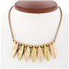 Image 1 : Retro Vintage 14k Rose & Green Gold Snake Link Faceted Marquise Fringe Necklace