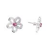 Image 2 : 1.67 ctw Round Mixed Pink Sapphires And Round Brilliant Cut Diamond Earrings - 1
