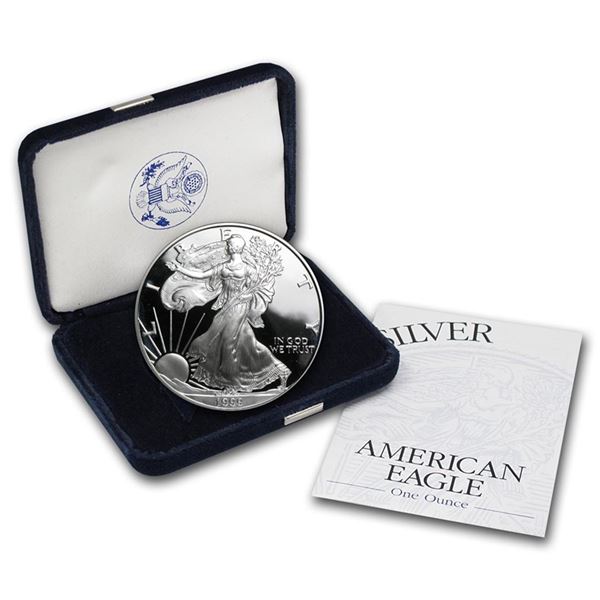 1999-P $1 American Silver Eagle Dollar Proof Coin w/Case & COA