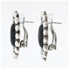 Image 4 : Large Vintage .925 Silver Oval Black Onyx Twisted Wire Bead Work Button Earrings