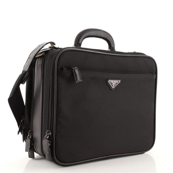 Prada Porta Computer Briefcase Tessuto and Saffiano Leather Medium