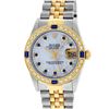 Image 2 : Rolex Womens MIdsize 31mm 2 Tone MOP Sapphire Datejust Wristwatch