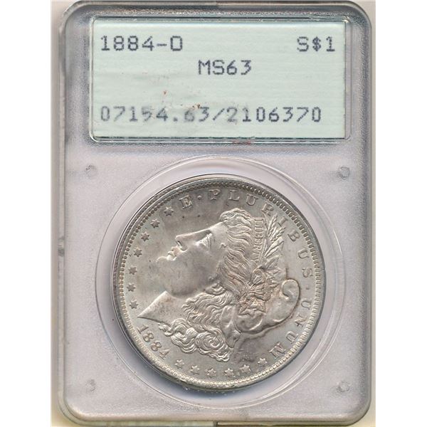 1884-O Morgan Silver Dollar OGH PCGS MS63