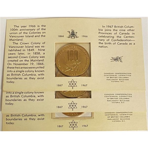 (3-Coins)1966-67 Honor of British Columbia's Centenary