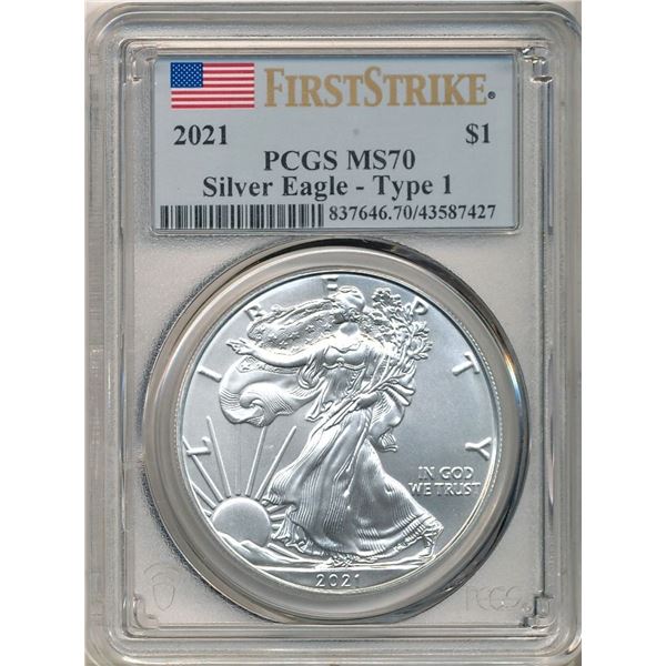 2021 American Silver Eagle First Strike PCGS MS70