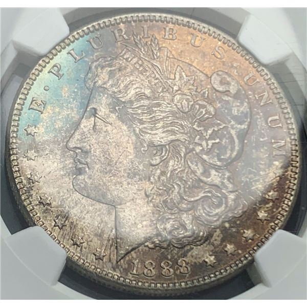 1888 Morgan Silver Dollar Toned NGC MS63