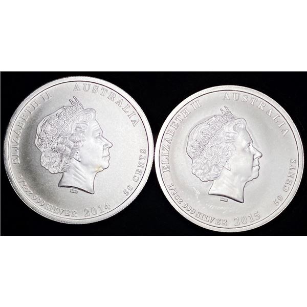 (2) 2014/15 Australia Battle Coral Sea .999 Slvr 1/2ozt